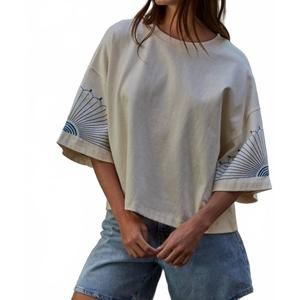 NEW BY TOGETHER threaded tee in white blue